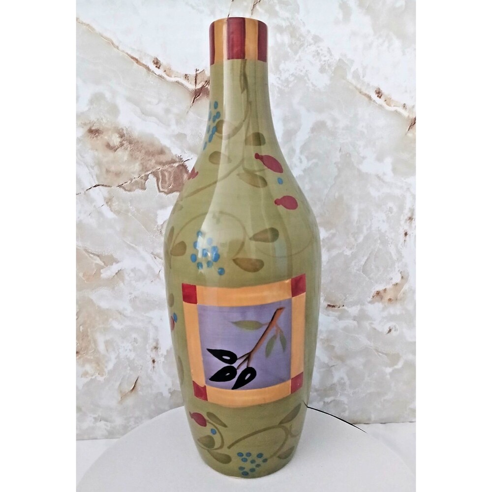 Debby Segura Designs Olivia Olive Oil Bottle 2003 by Signature Green Rust Purple